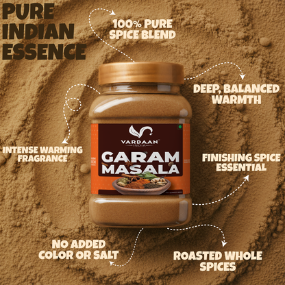 Vardaan India 100% Pure Garam Masala Powder | Traditional Indian Spice Blend | Grounded & Aromatic | Natural & Chemical-Free Masala | 200gm |