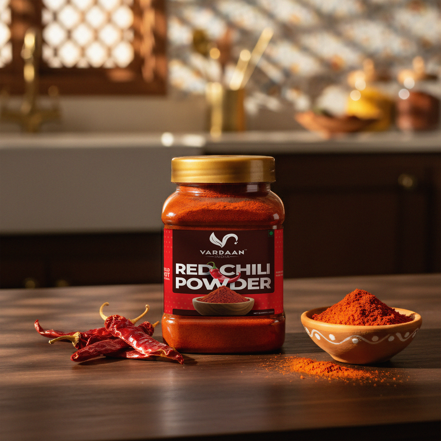 Vardaan India 100% Pure Red Chili Powder | Teja Mirch | Premium Quality, Grounded, and Naturally Processed Indian Spice | 200gm |