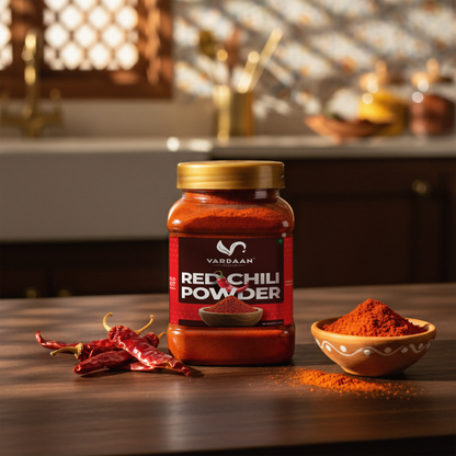Vardaan India 100% Pure Red Chili Powder | Teja Mirch | Premium Quality, Grounded, and Naturally Processed Indian Spice | 200gm |