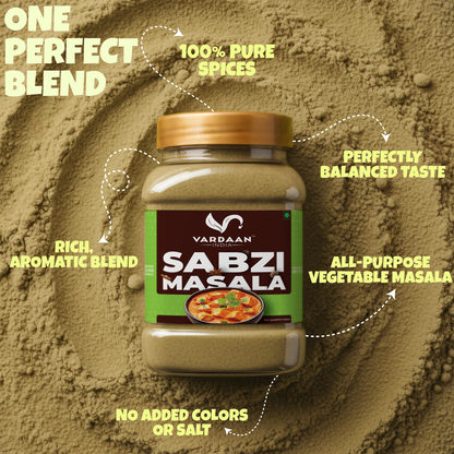 Vardaan India 100% Pure Sabzi Masala Powder | Traditional Indian Spice Blend | Grounded & Aromatic | Chemical-Free Everyday Masala | 200gm |