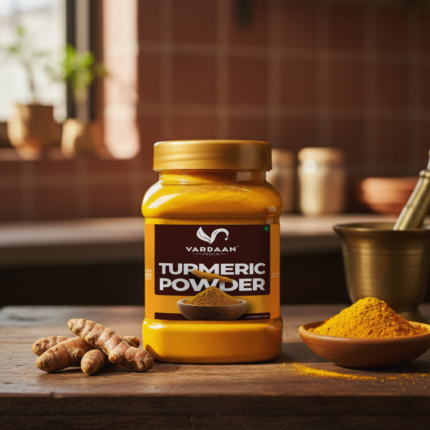 Vardaan India 100% Pure Turmeric Powder | Haldi | Rich in Curcumin | Natural & Chemical-Free Indian Spice | 200gm |